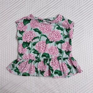 Crown and Ivy Kids Pink Hydrangea Peplum Top | Size 4 | Light Weight Crinkle